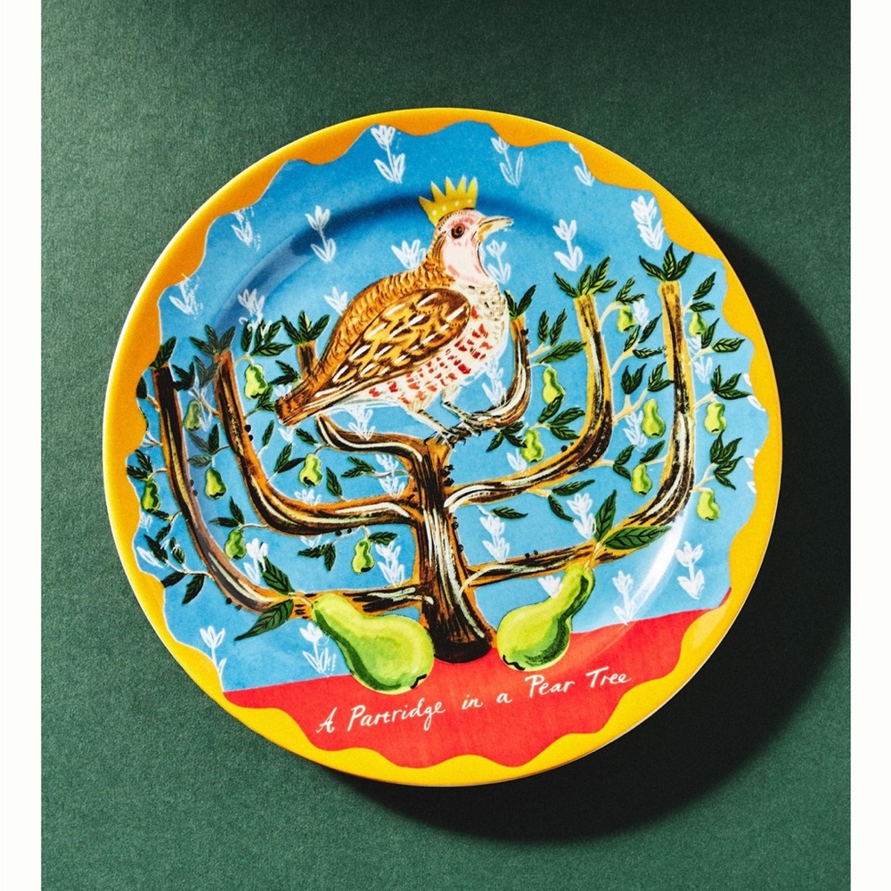 Anthro- Emily Maude Twelve 12 Days Christmas Plate Partridge in a Pear Tree